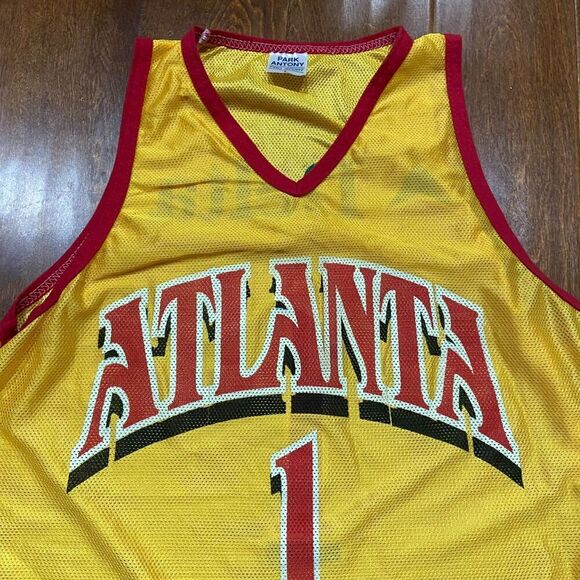 Park Anthony Vintage Atlanta Hawks Promo Jersey Yellow Red Women's Size Large - Picture 2 of 7